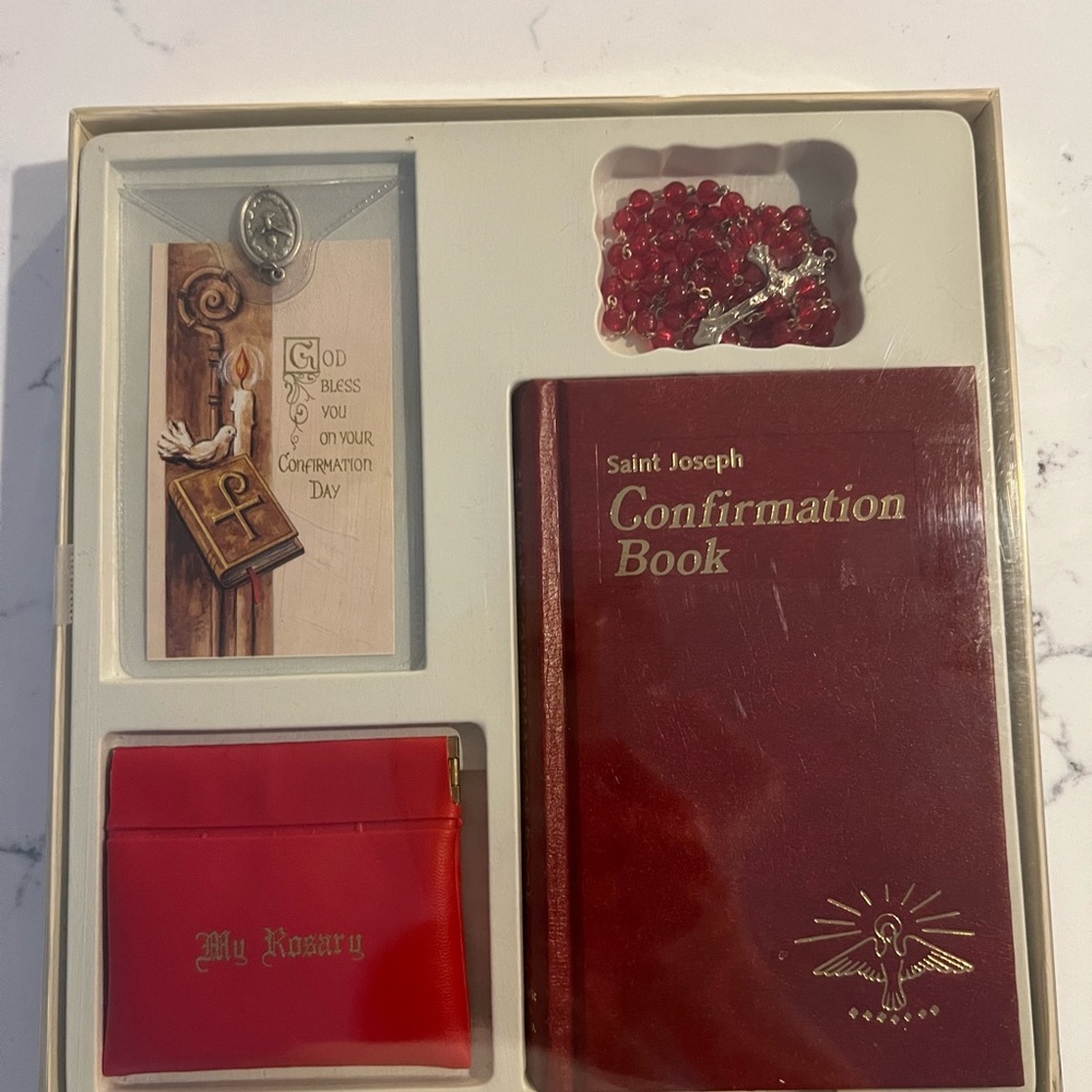 Confirmation Gift Set | St. Joseph Book, Rosary Beads, Remembrance Charm